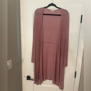 Women's Pink Open Front Cardigan